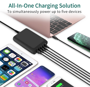 Technoamp 100W 2x USB C PD3.0 PPS 100W Quick Charge 4.0 & 3 Port Quick Charge 3.0 WCTC100