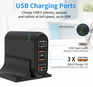 Technoamp 66W USB C PD3.0 PPS 60W Quick Charge 4.0 & 3Port Quick Charge 3.0 WCTC66