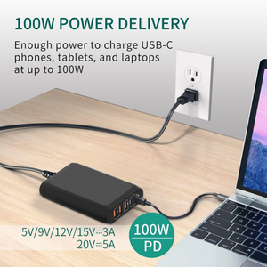 Technoamp 100W 2x USB C PD3.0 PPS 100W Quick Charge 4.0 & 3 Port Quick Charge 3.0 WCTC100