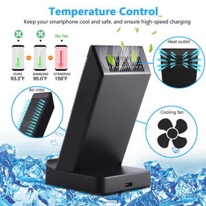 TechnoAmp Fast Wireless Charger w/ Cooling Fan 10W 7.5W QC3.0 Fast wireless charging