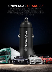 Technoamp 5A Super Charge/Quick Charge3.0 Car charger dual port 4.5V5A 5V2.4A