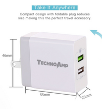 Load image into Gallery viewer, TechnoAmp WC2QC3  2 port Quick charge 3.0huawei fcp and 5v2.4a adaptive charging wall charger