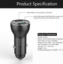 Load image into Gallery viewer, VOOC/DASH Flash Charge/Quick Charge 3.0 Car charger dual port
