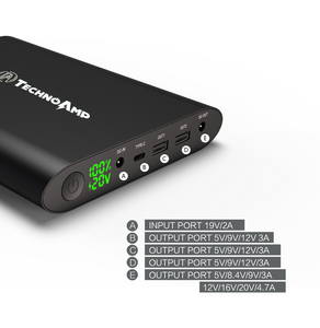 Technoamp Laptop Power Bank 40000mAh 24/20/16/9/5V 4.5A USB C PD 36watts, Dual QC3.0 FCP PBLT40