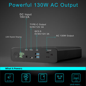 Technoamp 64000mAh AC Power Bank 220V 50hz 130W AC Outlet Portable Laptop Charger USB C PD 36w
