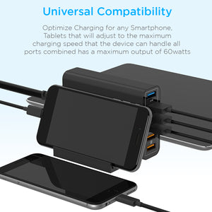 Technoamp WC6QC3 6 port 2 Quick charge 3.0 and 4 5v2.4a 60watts Charging Station