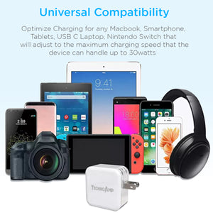 Technoamp WC30PD 1 Port USB Type C Power Delivery 30 watts Quick Charge 3.0 Huawei FCP