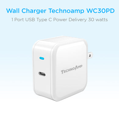 Technoamp WC30PD 1 Port USB Type C Power Delivery 30 watts Quick Charge 3.0 Huawei FCP