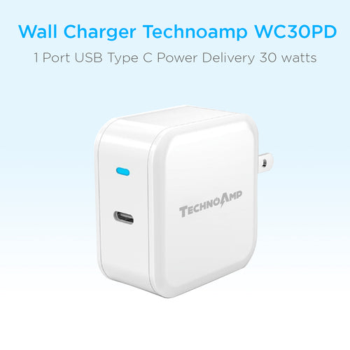 Technoamp WC30PD 1 Port USB Type C Power Delivery 30 watts Quick Charge 3.0 Huawei FCP