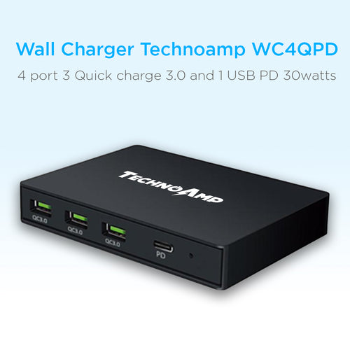 Technoamp WC4QPD 4 port 3 Quick charge 3.0/ Huawei FCP and 1 USB PD 45watts