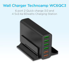 Load image into Gallery viewer, Technoamp WC6QC3 6 port 2 Quick charge 3.0 and 4 5v2.4a 60watts Charging Station