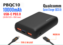 Load image into Gallery viewer, Technoamp 10000mAh PDQC10 PowerBank Quick Charge 3.0 USB C PD 3.0 18w Power Delivery power bank